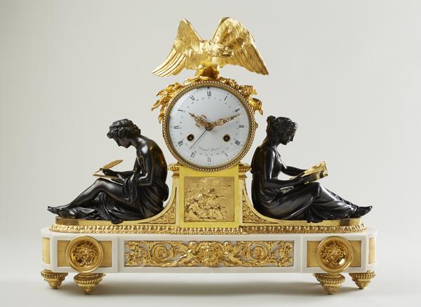 Pendule,Tischuhr,Francois Rémond,Bronze,Paris,Detour,Etude et la Philosphie,Uhr