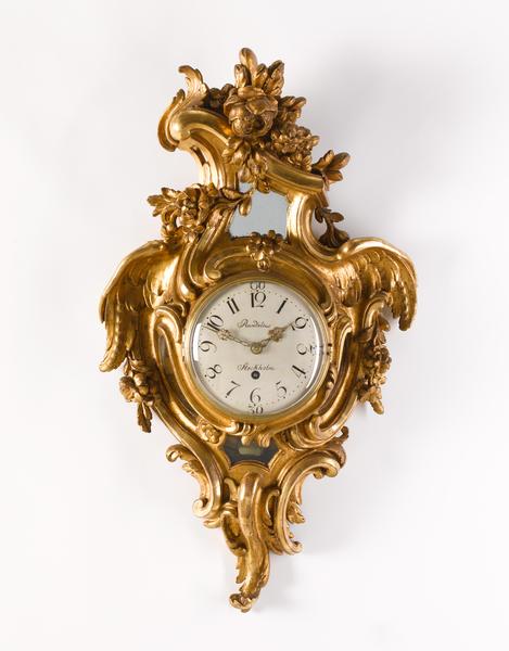 rococo,cartel clock,wall clock,swedish,stockholm,rundelius,giltwood,antique,clock,mantel clock,longcase clock,floor clock,tall case clock,grandfather clock,bracket clock,table clock