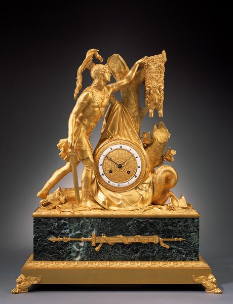 Mantel clock,empire,ormolu,gilt-bronze,Ledure,bronzier,Hemon,Jason,golden fleece,antique,clock,cartel clock,mantel clock,longcase clock,floor clock,tall case clock,grandfather clock