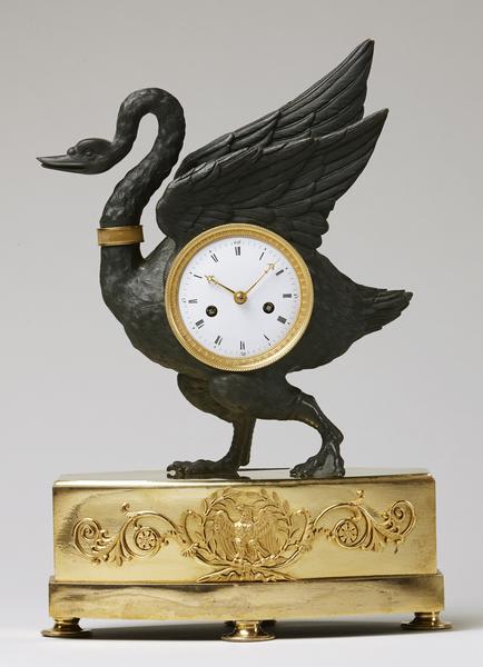 table clock,mantel clock,swan,ormolu,giltbronze,patinated,french,german,napoleonic,schinkel,antique,clock