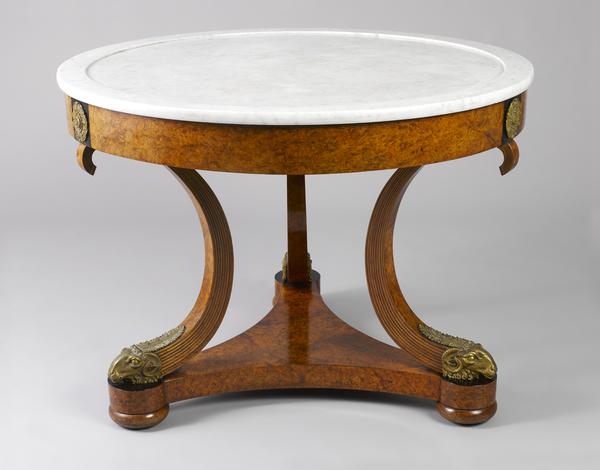antique,table,centre,Jean-joseph,chapuis,empire,amboyna,bent,laminated wood