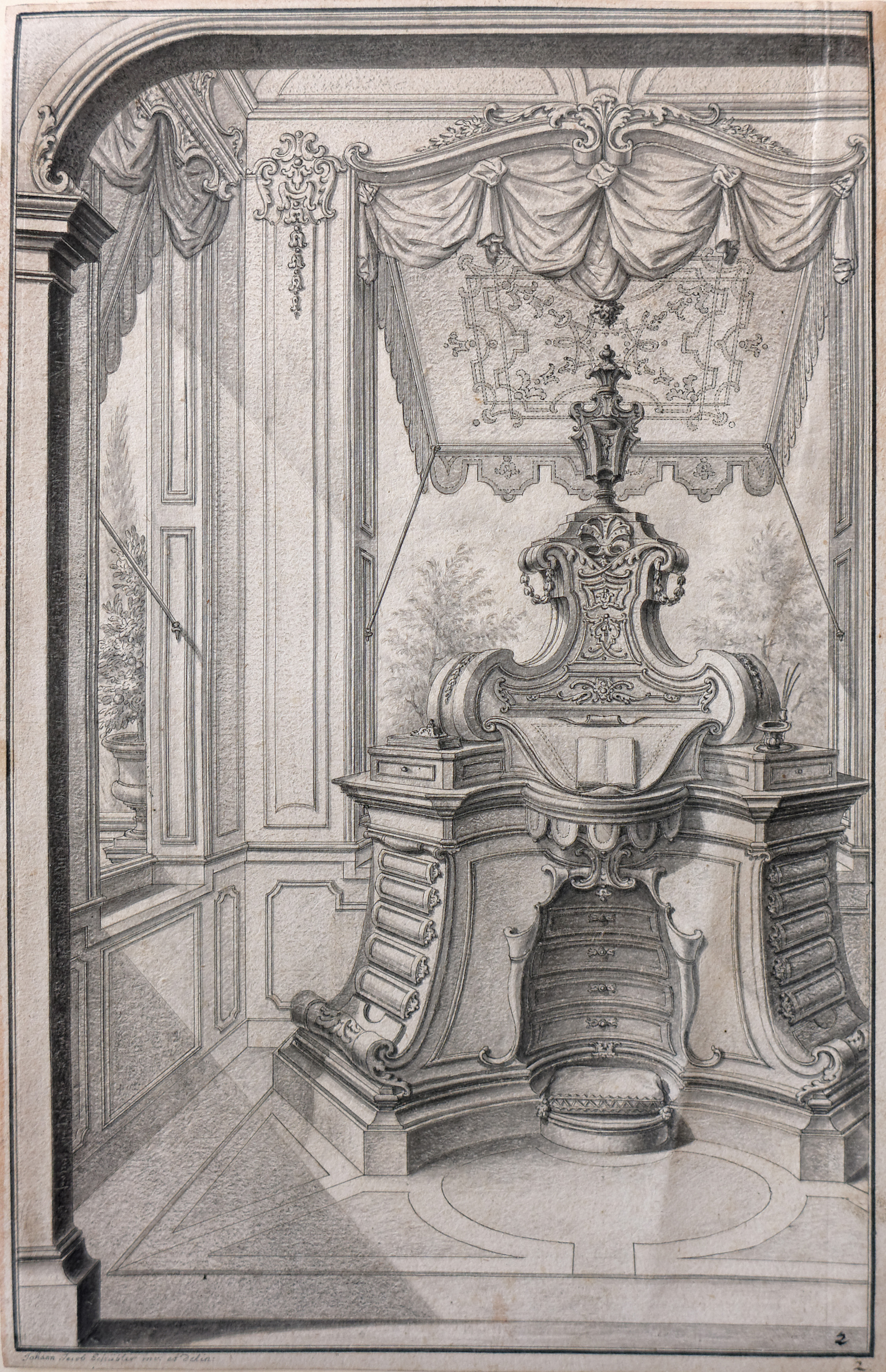 Image: Johann Jakob Schübler (active from at least 1716 - 1741), Design for a Reading Desk  (Drawings, Ref. 1772)