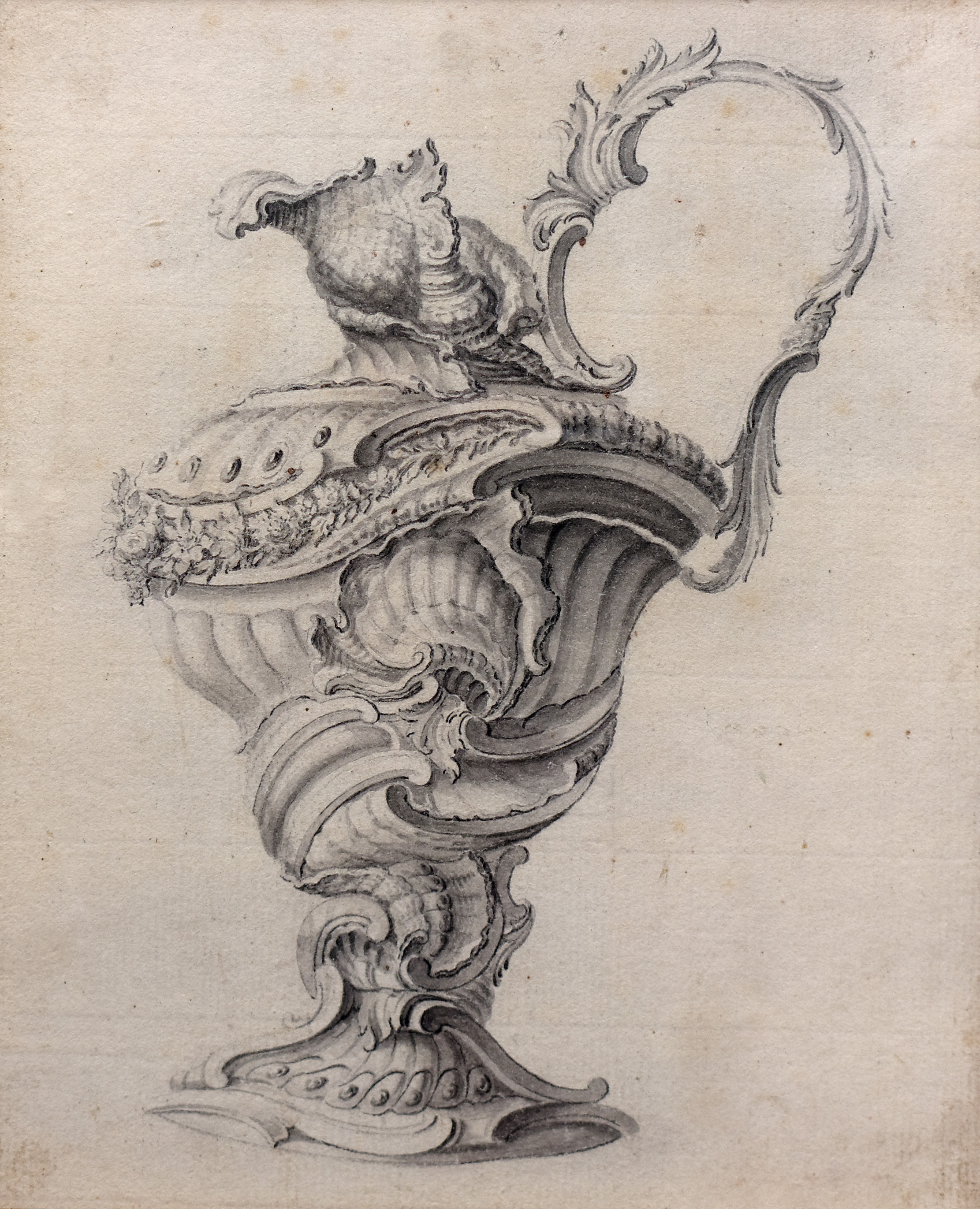 Image: J.S. Hildt, Three design drawings for Rococo jugs and vases.   (Drawings, Ref. 1775)