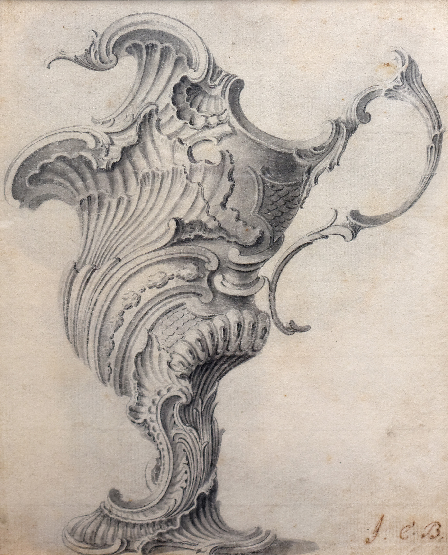 Image: J.S. Hildt, Three design drawings for Rococo jugs and vases.   (Drawings, Ref. 1775)