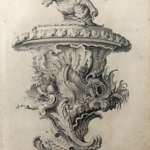 Image: J.S. Hildt, Three design drawings for Rococo jugs and vases.   (Drawings, Ref. 1775)