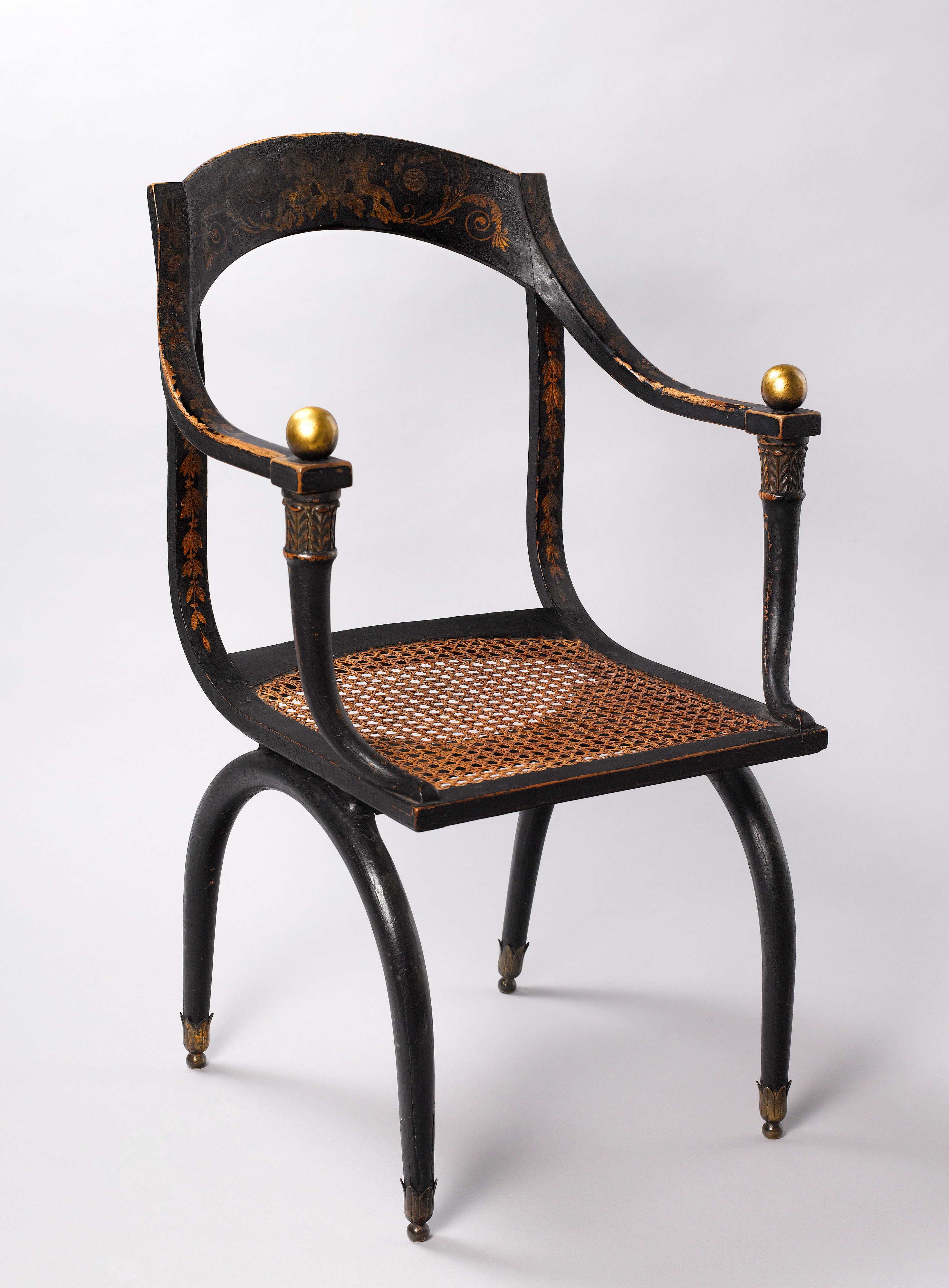 Image: An Empire parcel-gilt decorated japanned Fauteuil, Jean-Joseph Chapuis (1765 – 1864 Brussel)  (Seating Furniture, Ref. 1996)