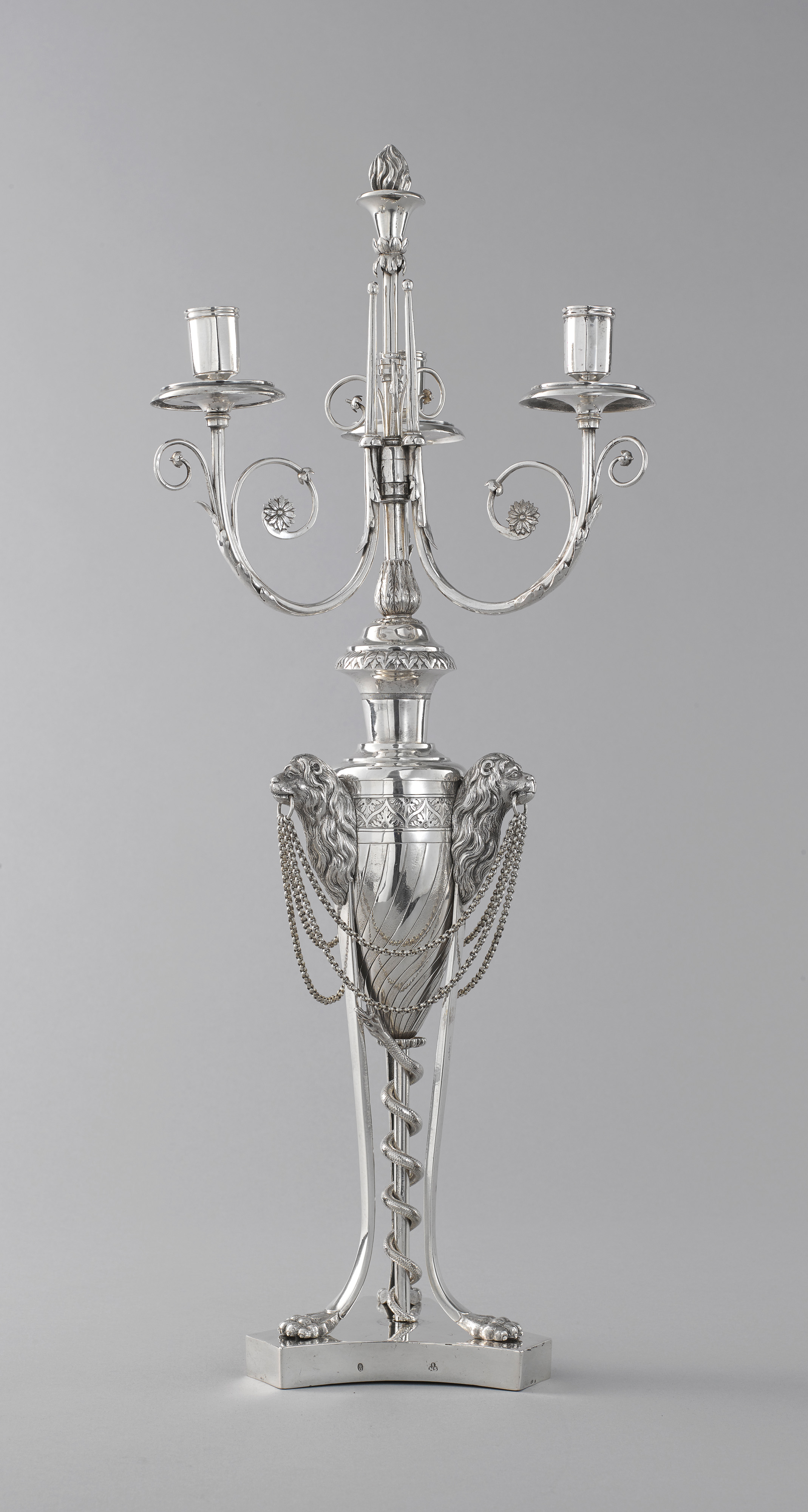 Image: Pair of Royal Three-light Silver Candelabra, Johann Alois Seethaler (1775-1835)  (Lighting, Ref. 2042)