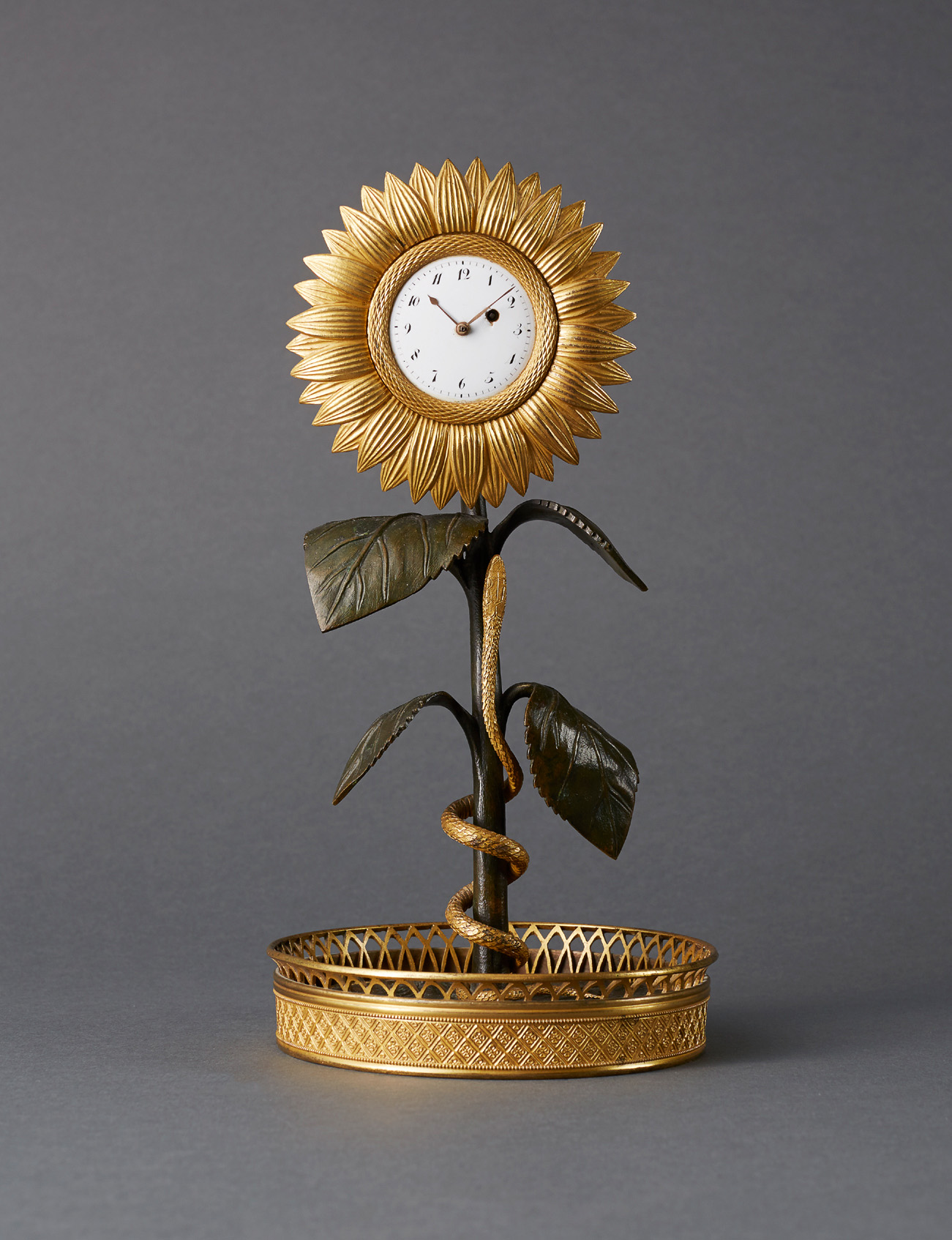 Image: Sunflower Clock, Attributed to the esteemed bronzier Louis-Isidore Choiselat (1784-1853), known as Choiselat-Gallien.  (Clocks, Ref. 2167)