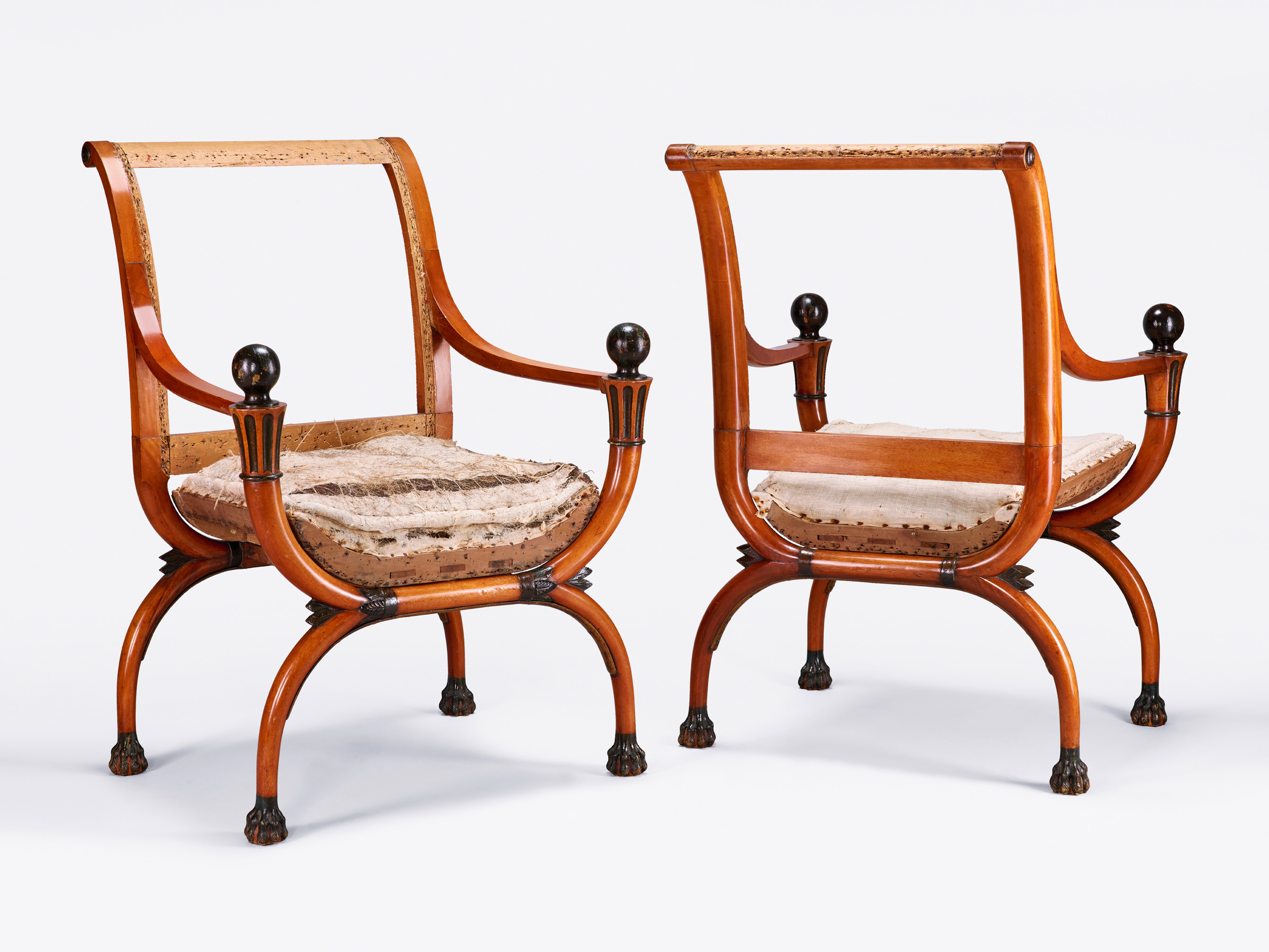 Pair of French Directoire Fauteuils en Curule. Possibly by George Jacob (1739-1831). Ref. 3600