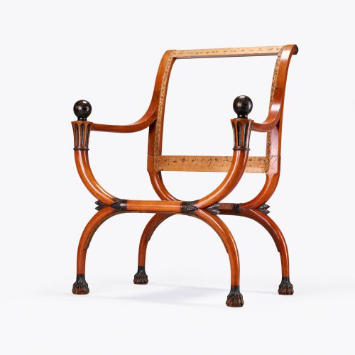 Pair of French Directoire Fauteuils en Curule. Possibly by George Jacob (1739-1831). Ref. 3600
