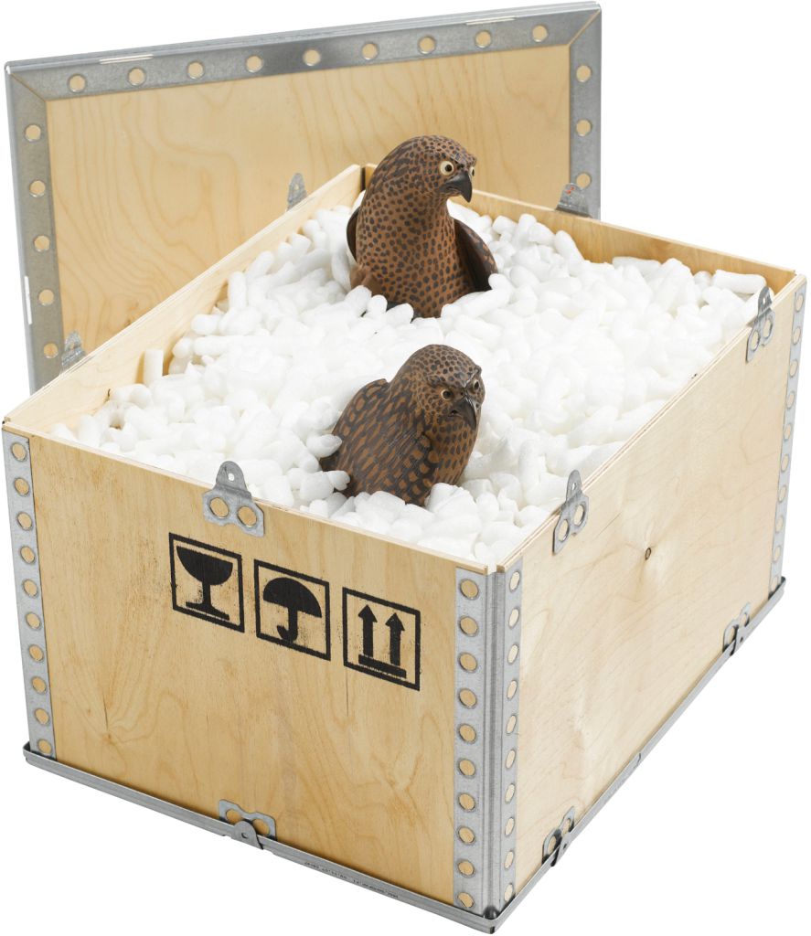 Transport crate with securely packed art objects