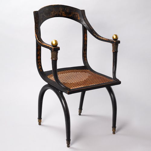 Image: An Empire parcel-gilt decorated japanned Fauteuil, Jean-Joseph Chapuis (1765 – 1864 Brussel)  (Seating Furniture, Ref. 1996)